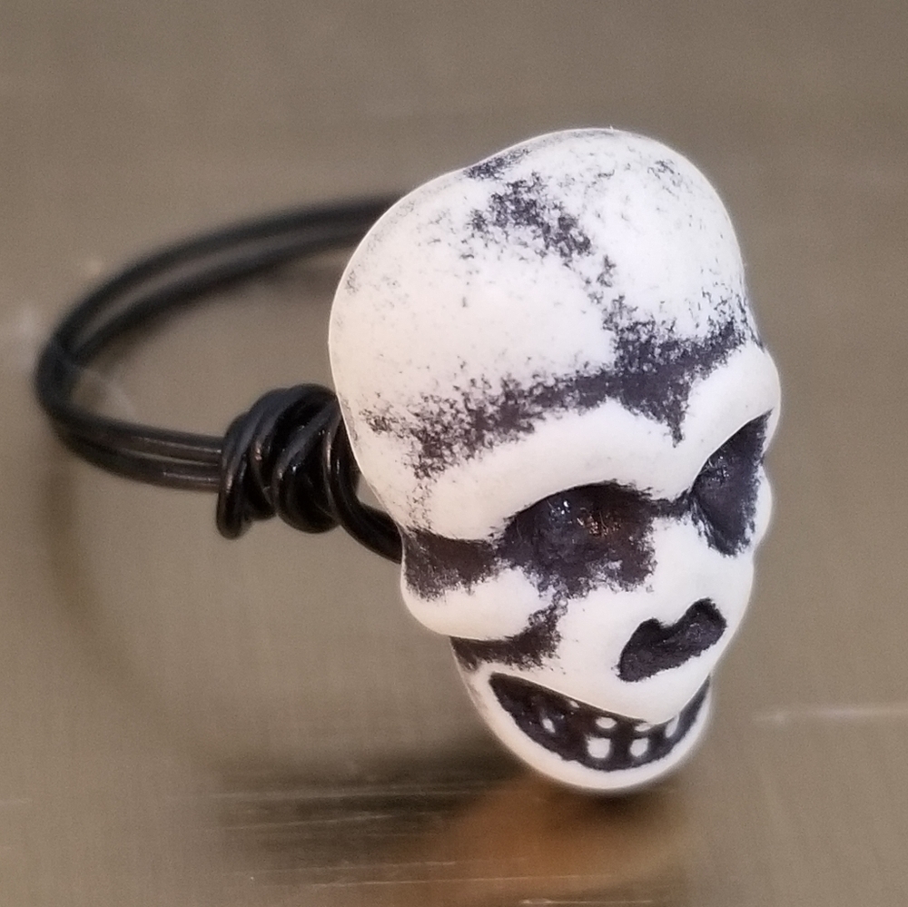 Skull Ring Skeleton Gothic Face Creepy Kids Gift